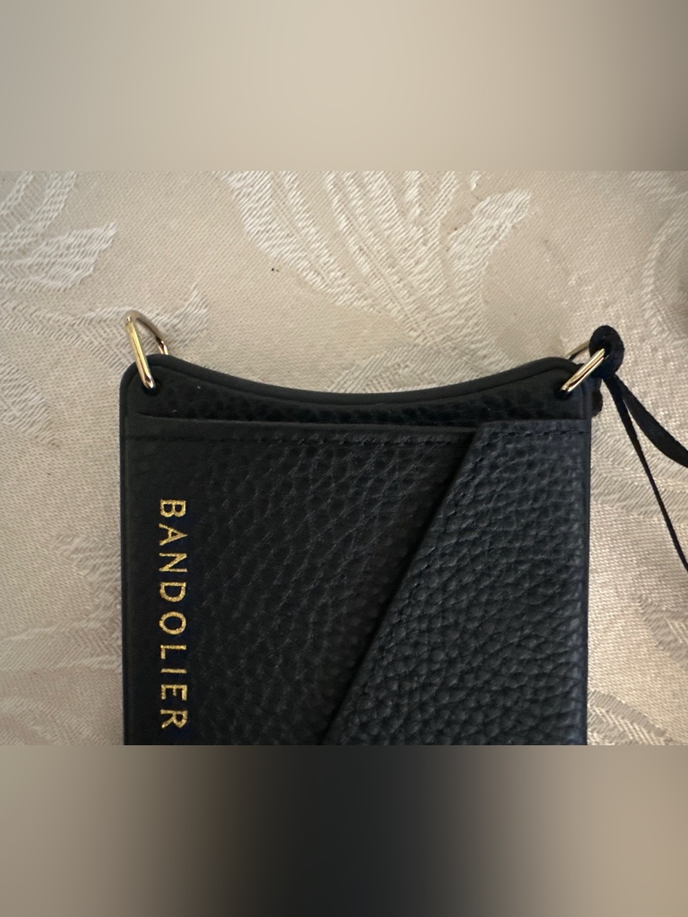 Adonna Black Pebbled Leather Crossbody Phone Case with Strap - Picture 4 of 5